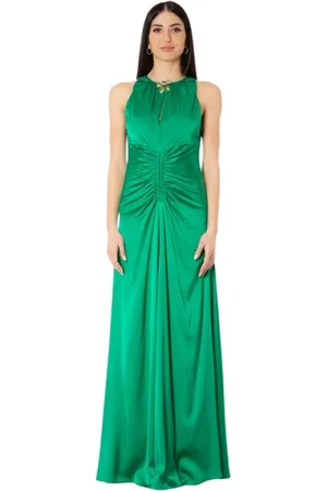 SIMONA CORSELLINI Kleedjes, Dames, Groen, XS, Elegante Lange Jurk - Twist Emerald
