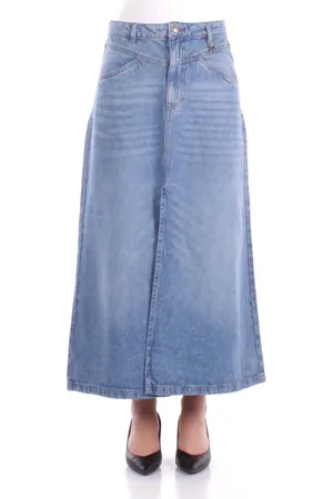 John Richmond Overhemden, Dames, Blauw, W28, Denim, Denim Rok Logo Voorzakken