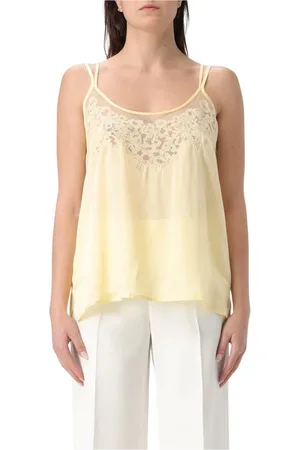 Twin-Set Tops, Dames, Geel, M, Gele Kant Cami Top