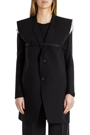Rick Owens Jassen, Dames, Zwart, M, Wol, Gestructureerde wollen vest