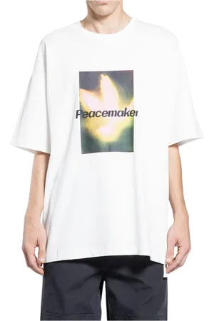 OAMC Tops, Heren, Wit, XS, Katoen, Seizoensvogelprint Katoenen T-shirt