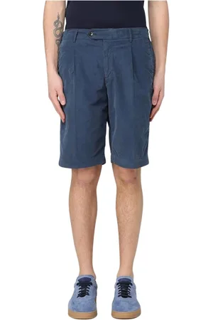 PT Torino Korte broeken, Heren, Blauw, 3Xl, Katoen, Witte Geplooide Katoenen Shorts
