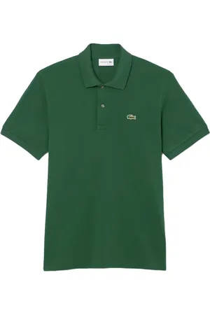 Lacoste Tops, Heren, Groen, M, Katoen, Geribbelde Kraag Shirt Iberis