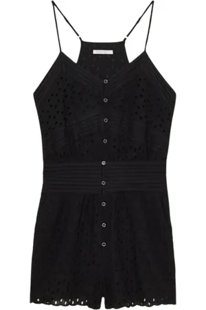 Patrizia Pepe Jumpsuits & Playsuits, Dames, Zwart, M, Katoen, Zwarte broek met V-hals en losse pasvorm