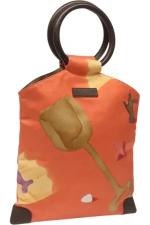 Bvlgari Pre-owned, Dames, Oranje, ONE Size, Leer, Tweedehands Canvas handtassen