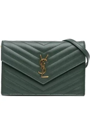 Saint Laurent Pre-owned, Dames, Groen, ONE Size, Leer, Pre-owned Leather crossbody-bags