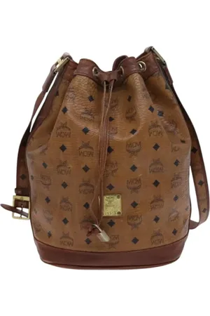MCM Pre-owned, Dames, Bruin, ONE Size, Leer, Tweedehands leren schoudertassen