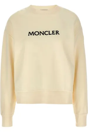 Moncler Sweatshirts & Hoodies, Dames, , S, Witte Crew Neck Sweatshirt Luxe Stijl