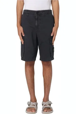 Stone Island Korte broeken, Heren, Zwart, W34, Katoen, Veelzijdige Olijf Cargo Shorts
