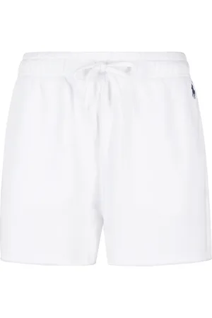 Ralph Lauren Korte broeken, Dames, Wit, M, Katoen, Witte Elastische Taille Shorts met Zijzakken
