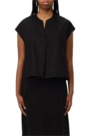 Kaos Blouses & Shirts, Dames, Zwart, S, Katoen, Zwarte V-hals top voor vrouwen