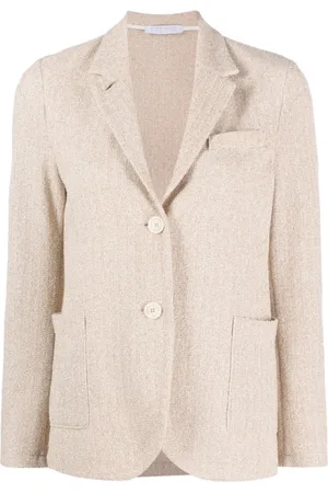 Harris Wharf London Jassen, Dames, , XS, Katoen, Witte V-hals Katoenen Blend Jas