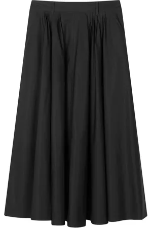 Mark Kenly Domino Tan Rokken, Dames, Zwart, XL, Geplooide Zwarte Poplin Rok