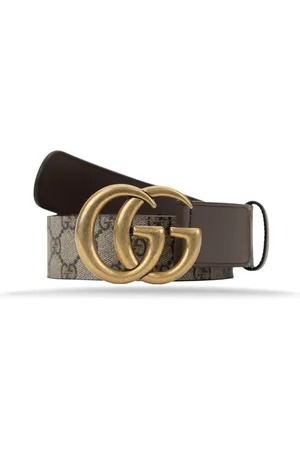 Gucci Accessoires, Heren, Veelkleurig, 90 CM, Leer, Heren leren riem met logo gesp