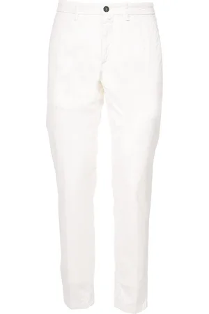 Siviglia Broeken, Heren, Wit, W31, Katoen, Slim Fit Katoenen Gabardine Broek