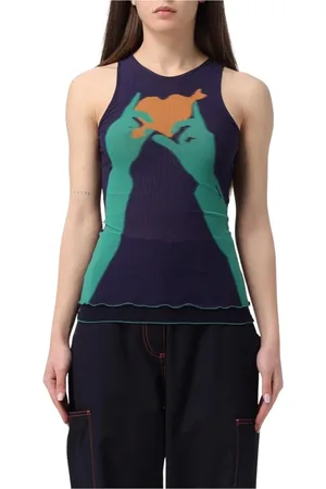 SUNNEI Tops, Dames, Blauw, L, Navy Grafische Mesh Tank Top