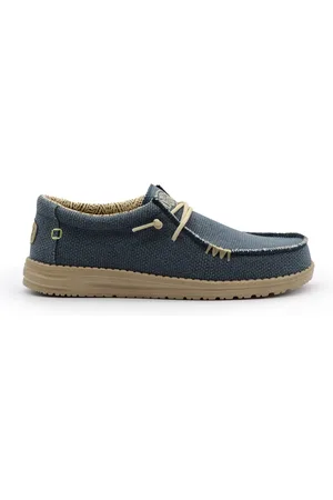 Hey dude Schoenen, Heren, Blauw, 45 EU, Katoen, Blauwe Ademende Sneakers Lichtgewicht Kurk Binnenzool