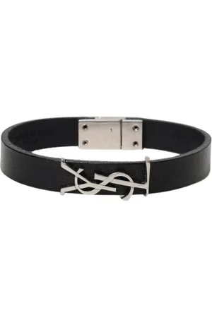 Saint Laurent Accessoires, Dames, Zwart, L, Leer, Stijlvol Leren Armband met Magneetsluiting