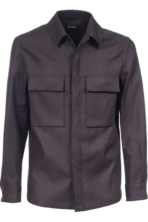 Ermenegildo Zegna Jassen, Heren, Blauw, XL, Linnen, Linnen Overshirt met Membraan
