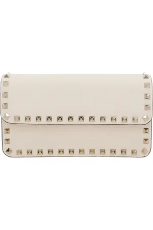 VALENTINO GARAVANI Accessoires, Dames, Wit, ONE Size, Leer, Studded leren crossbody tas
