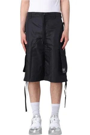 VERSACE Korte broeken, Heren, Zwart, S, Luxe Zwarte Casual Shorts Stijlvol Ontwerp