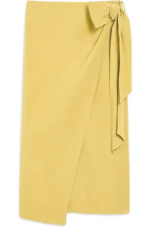 Max Mara Rokken, Dames, Geel, S, Linnen, Gele Linnen Zijden Rok met Zelfstrik