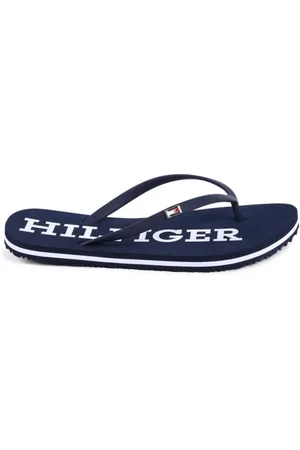 Tommy Hilfiger Schoenen, Dames, Blauw, 37 EU, Logo Flip Flops Zomer Sandalen