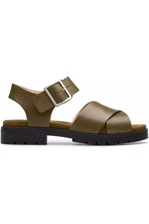 Clarks Schoenen, Dames, Groen, 37 1/2 EU, Leer, Groene Damessandaal - Premium Comfort