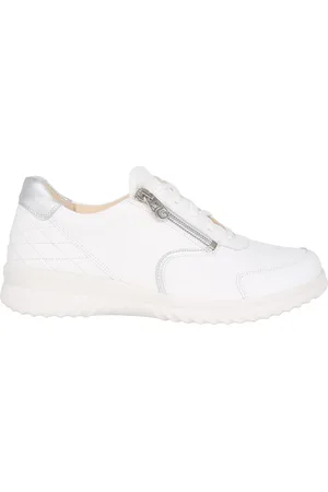 Ganter Schoenen, Dames, Wit, 38 EU, Leer, Witte Sneaker met Brede Pasvorm voor Vrouwen