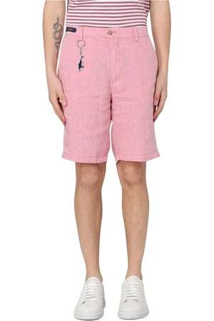 Paul & Shark Korte broeken, Heren, Roze, L, Linnen, Roze Linnen Shorts