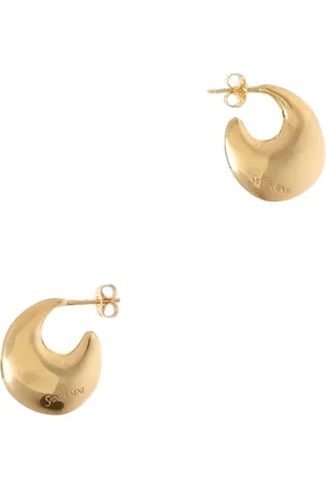Saint Laurent Accessoires, Dames, Geel, ONE Size, Gouden Sculpturale Hoepel Oorbellen
