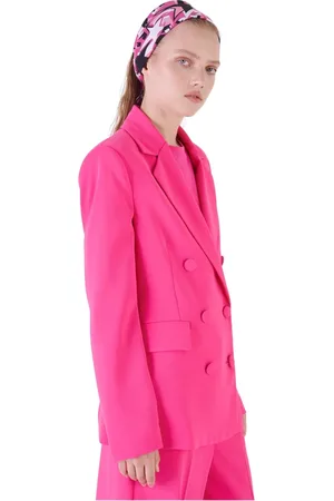 Silvian Heach Jassen, Dames, Roze, L, Leer, Getailleerde double-breasted blazer