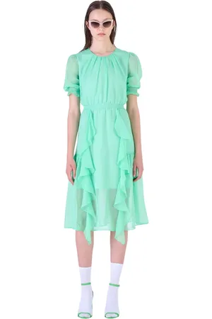 Silvian Heach Kleedjes, Dames, Groen, XL, Polyester, Midi Kleedjes