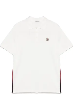 Moncler Tops, Heren, Wit, L, Witte T-shirts en Polos met Strepen