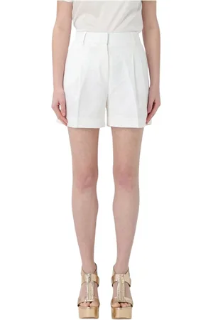 Michael Kors Korte broeken, Dames, Wit, M, Linnen, Witte Linnen Geplooide Shorts