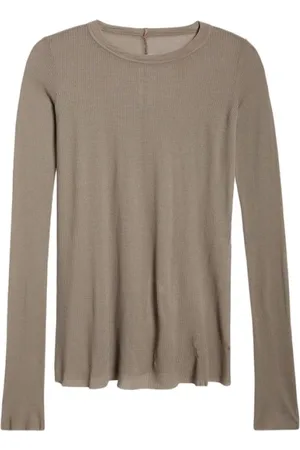 Rick Owens Tops, Heren, Grijs, M, Katoen, Rib Dust Jersey T-shirts en Polo