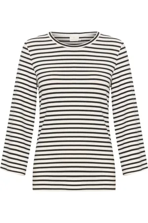 Kaffe Tops, Dames, , 2Xl, Katoen, Gestreepte 3/4 mouw blouse top