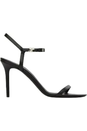 Courrèges Schoenen, Dames, Zwart, 38 EU, Leer, Zwarte Leren Avondsandalen met AC Gesp