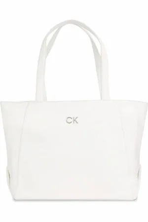 Calvin Klein Tassen, Dames, Wit, ONE Size, Leer, Klassieke Borse Tas