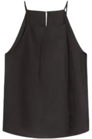Max Mara Tops, Dames, Zwart, M, Asymmetrische Ramie Gaze Halternek Top