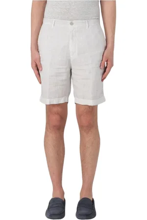 120% Lino Korte broeken, Heren, Wit, S, Linnen, Witte Linnen Shorts Met Relaxte Pasvorm