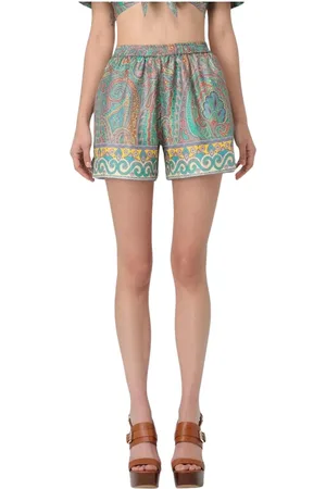 Etro Korte broeken, Dames, Veelkleurig, S, Kleurrijke Paisley Zijden Shorts