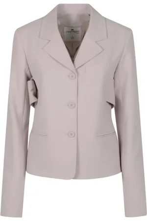 Courrèges Jassen, Dames, Roze, L, Leer, Getailleerde jas met riem
