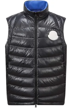 Moncler Jassen, Heren, Blauw, S, Blauwe donsjas met ritssluiting