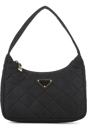 Prada Tassen, Dames, Zwart, ONE Size, Leer, Gewatteerde schoudertas met bovenhandvat