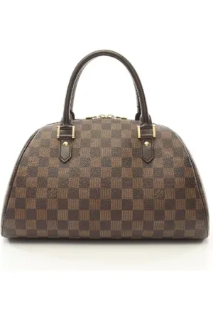LOUIS VUITTON Pre-owned, Dames, Bruin, ONE Size, Leer, Tweedehands Canvas handtassen