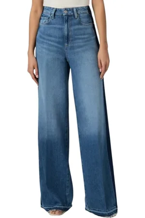 Paige Jeans, Dames, Blauw, W29, Katoen, Wijde Pijp Jeans met Donkere Afwerking