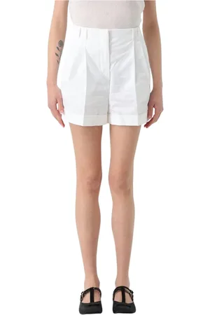 Max Mara Korte broeken, Dames, Wit, S, Katoen, Witte Geplooide Katoenen Shorts