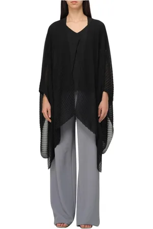 Emporio Armani Jassen, Dames, Zwart, ONE Size, Chiffon, Zwarte Chiffon Cape