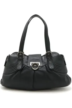 Salvatore Ferragamo Pre-owned, Dames, Zwart, ONE Size, Leer, Tweedehands leren schoudertassen